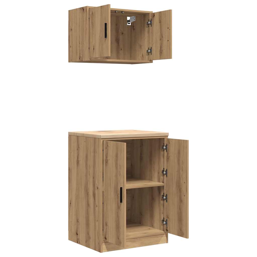 Garagenschränke 2 Stk. Schwarz Holzwerkstoff