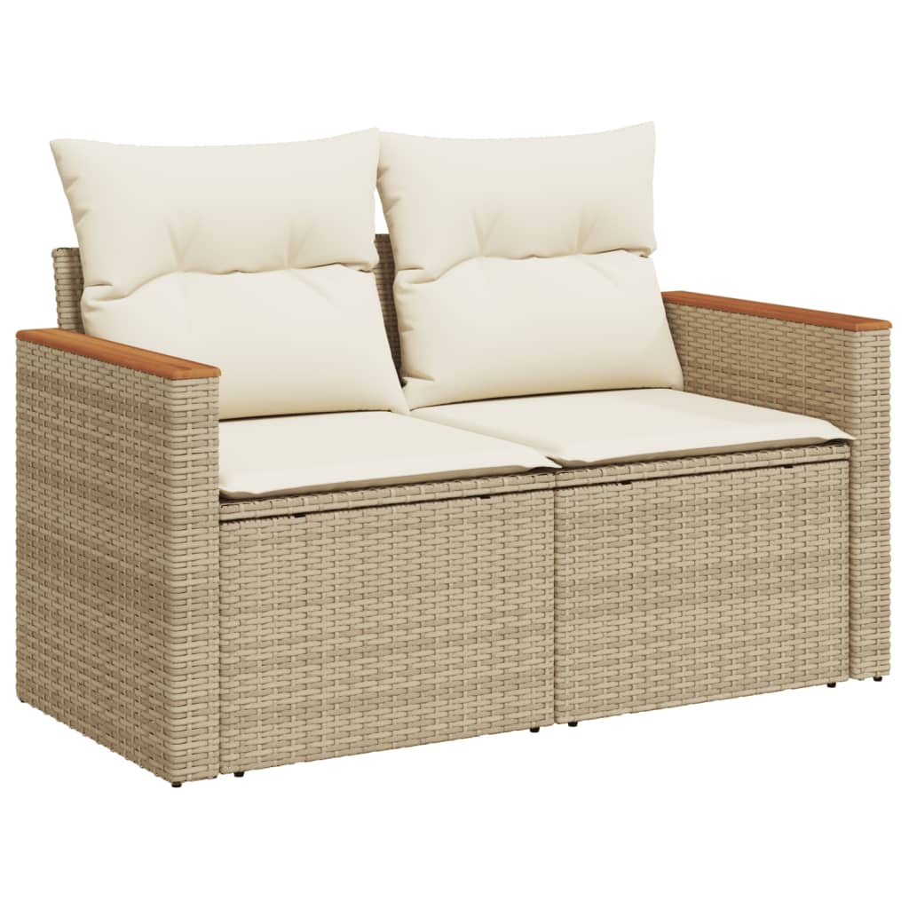 10-tlg. Garten-Sofagarnitur mit Kissen Schwarz Poly Rattan