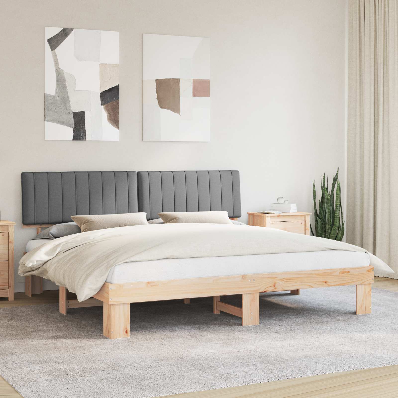 Bettgestell mit gepolstertem Kopfteil Hellgrau 200 x 200 cm