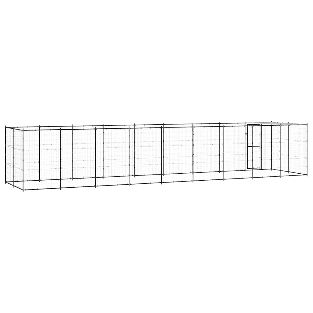 Outdoor-Hundezwinger mit Überdachung Stahl 7,26 m²