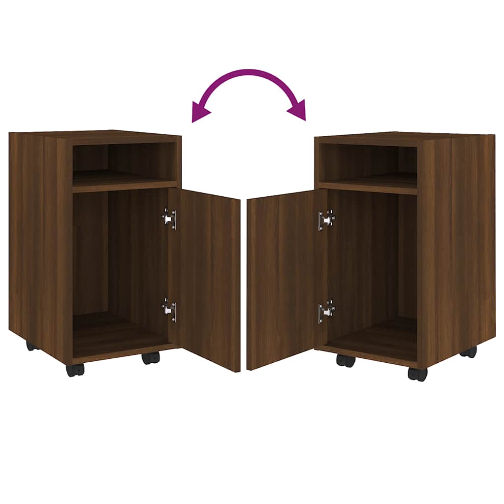 Beistellschrank mit Rollen Weiß 33x38x60 cm Holzwerkstoff