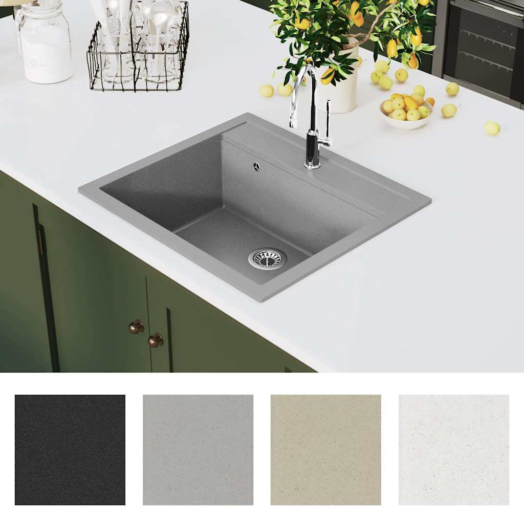 Granitspüle Einzelbecken Schwarz