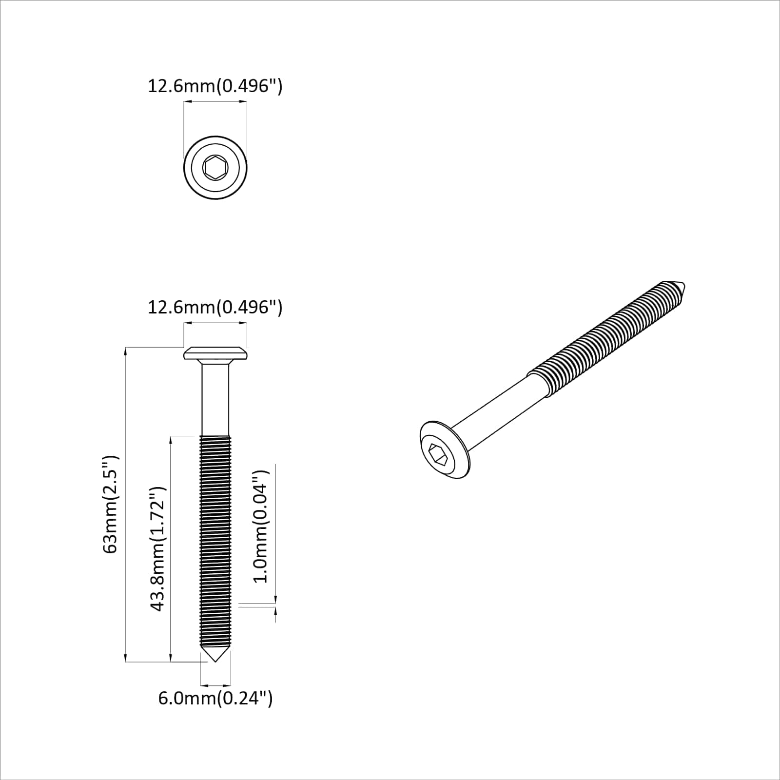 Schraube 2 pcs Silber M6 x 50 mm Stahl