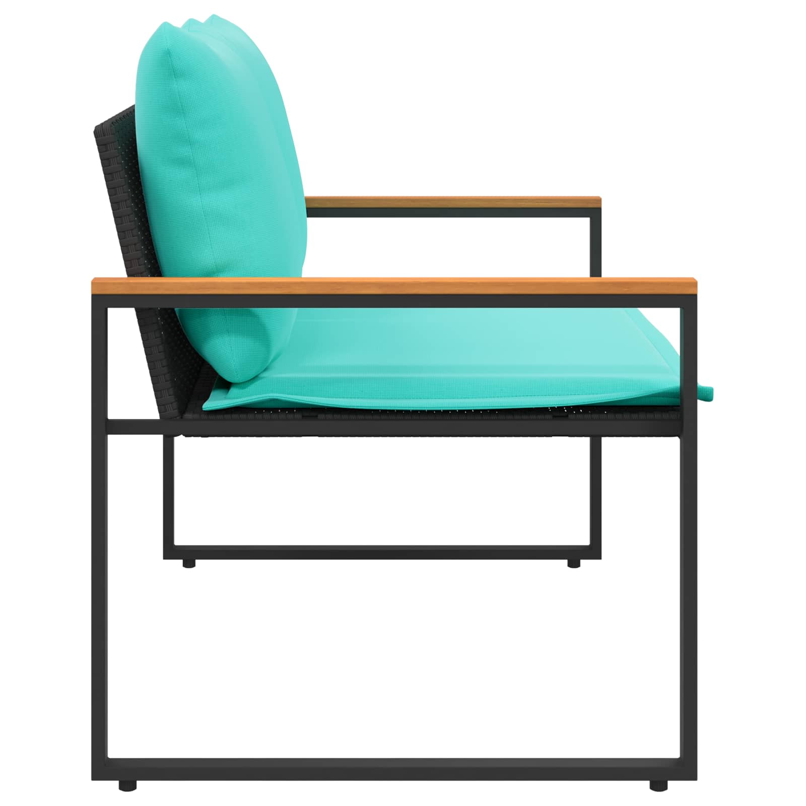 Bank mit Kissen Schwarz und Cremeweiß 115 x 65 x 72 cm Rattan
