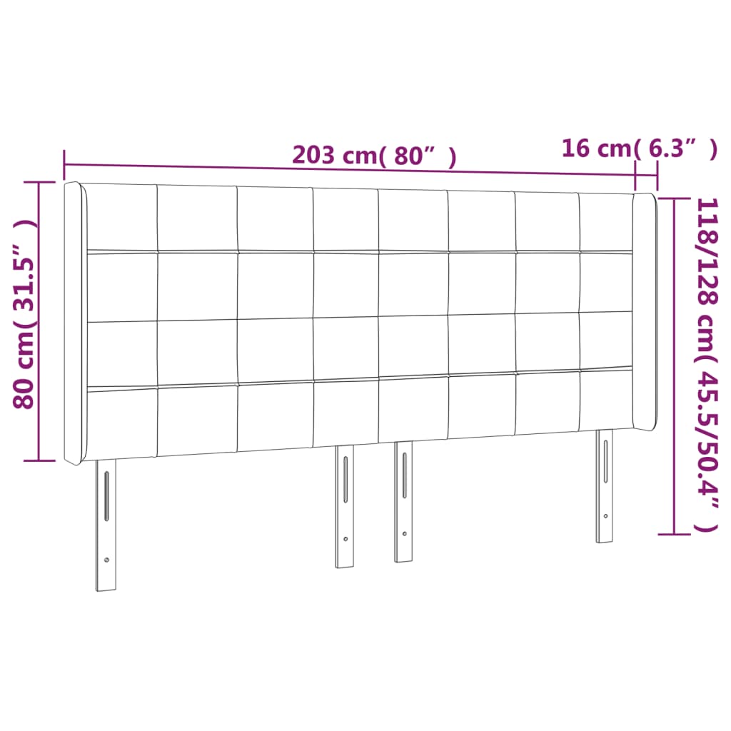 Kopfteil mit Ohren Dunkelblau 93x16x78/88 cm Samt