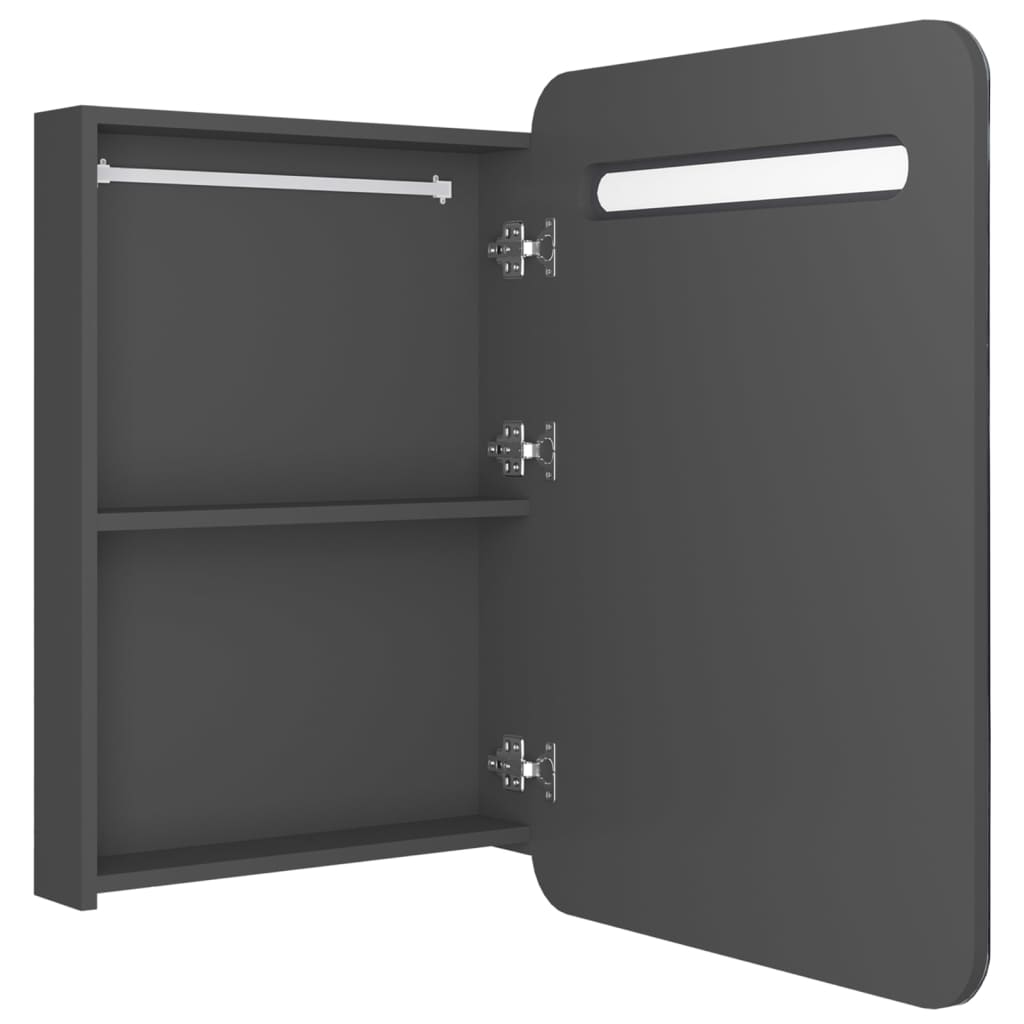 LED-Bad-Spiegelschrank Glänzendes Grau 60x11x80 cm