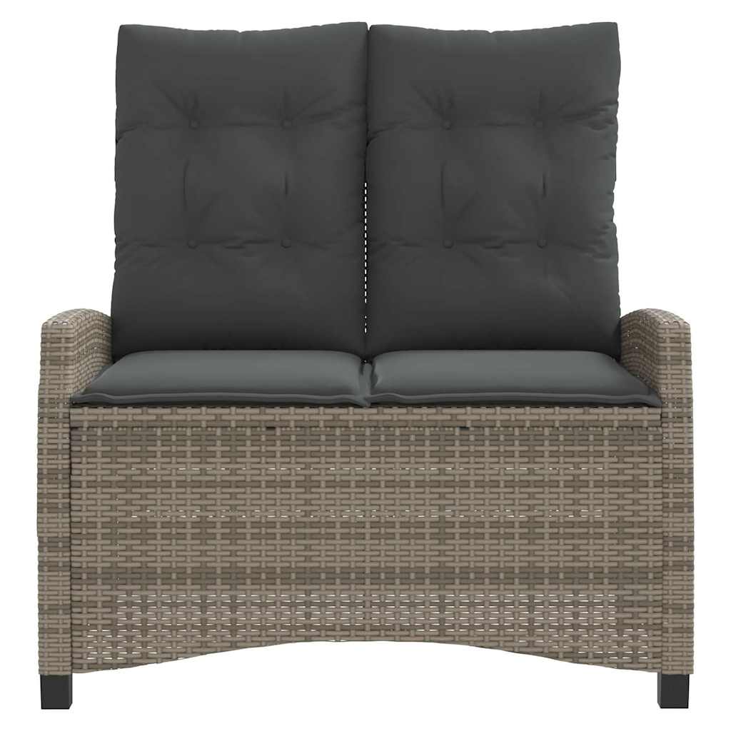 Gartenbank Verstellbar mit Kissen Schwarz Poly Rattan