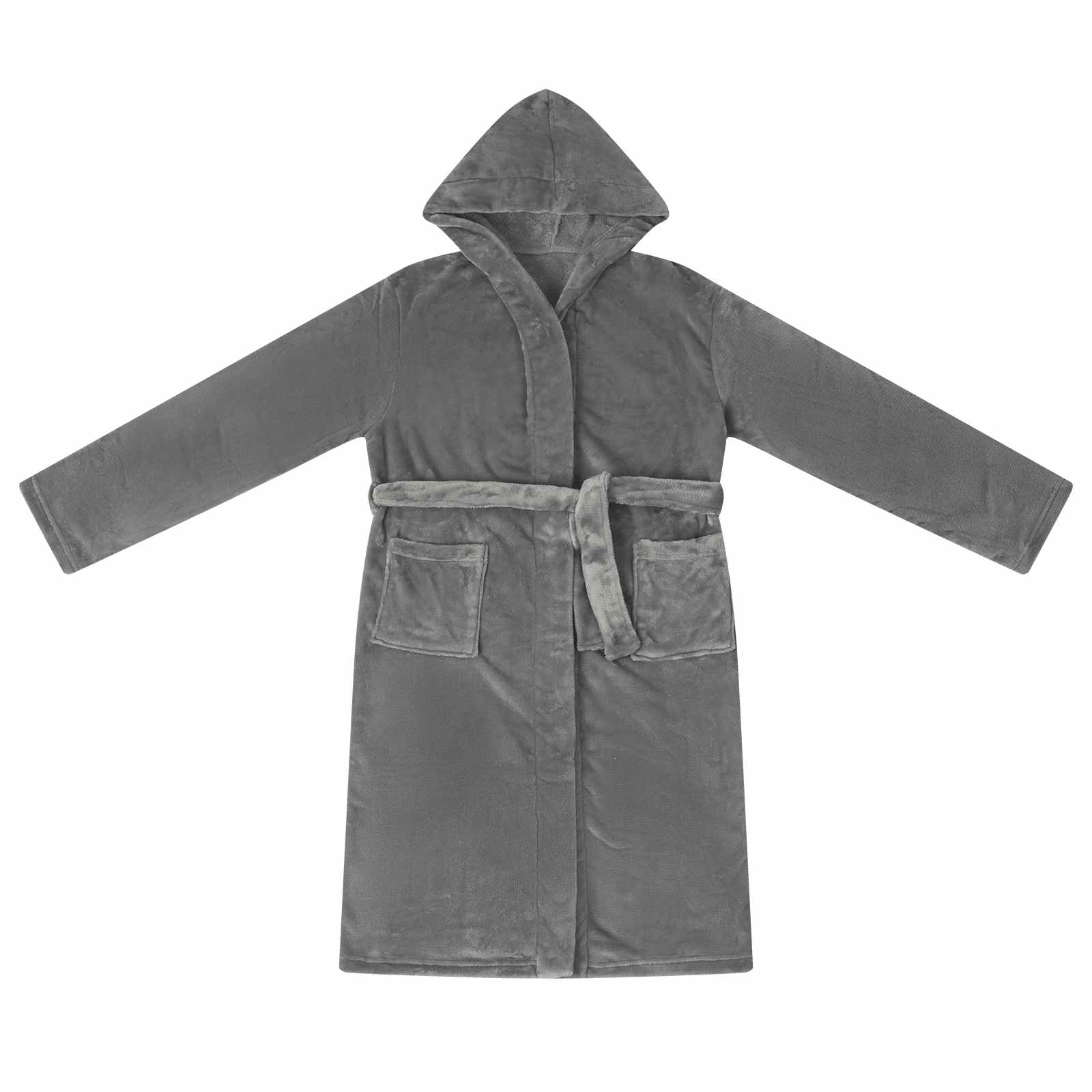 Bademantel Hoodie Beige S Flanell
