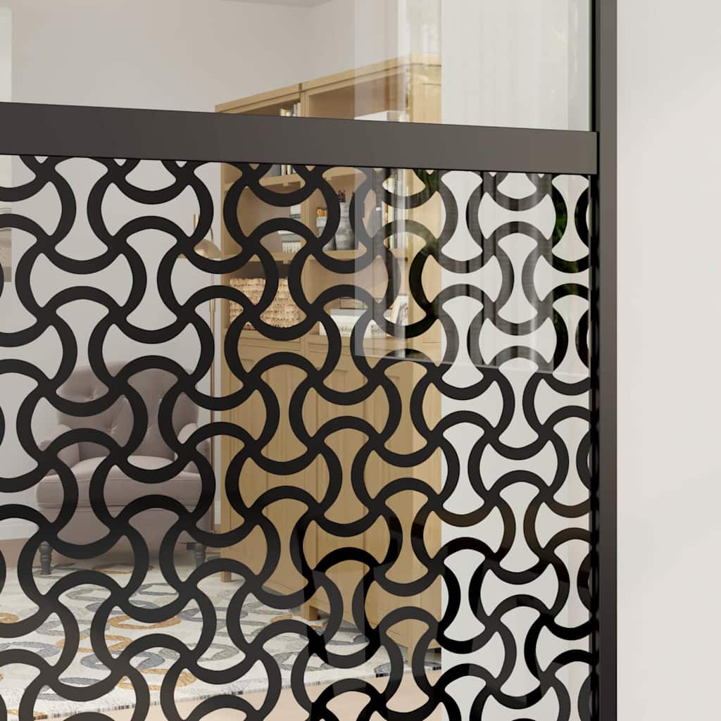 Schiebetür 3-teilig ESG-Glas und Aluminium 76x205 cm Schwarz