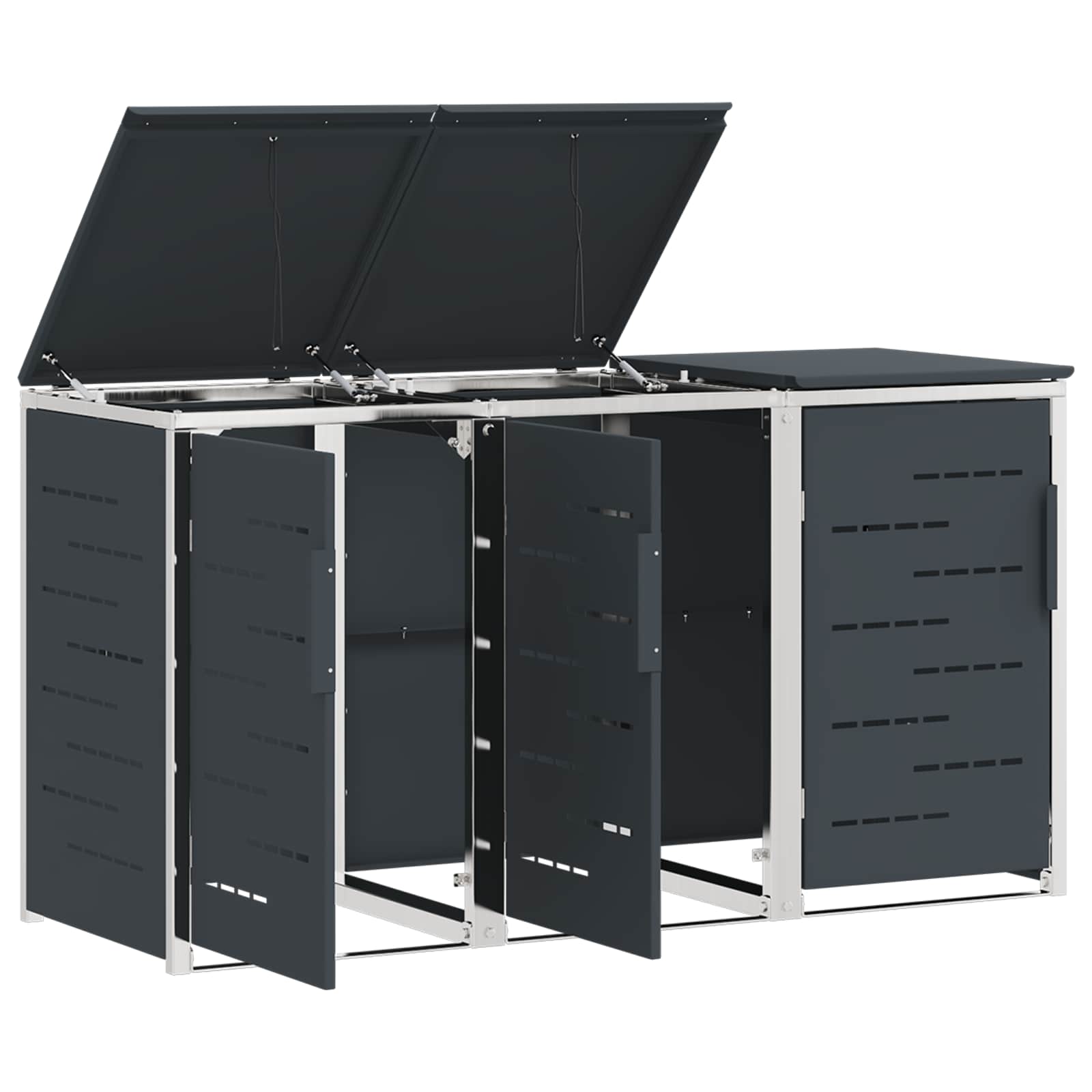 Mülltonnenbox for 2 Bins 240L Edelstahl Schwarz