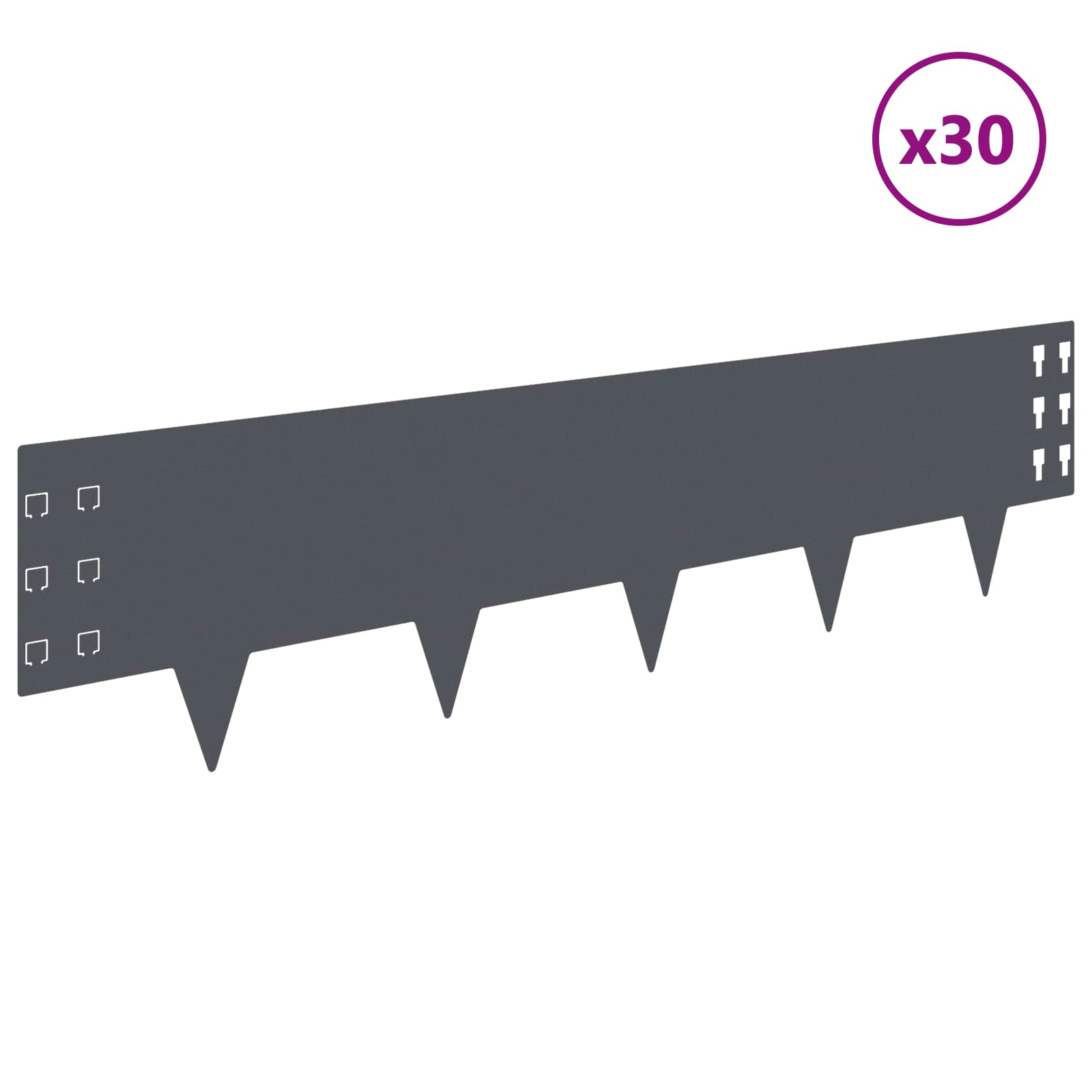 Raseneinfassung 10 pcs 100 x 12 cm Stahl Schwarz