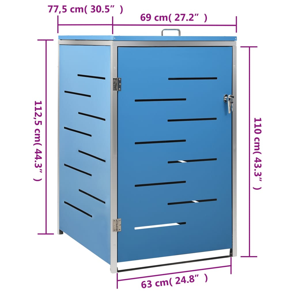 Mülltonnenbox für 3 Tonnen 207x77,5x112,5 cm Edelstahl