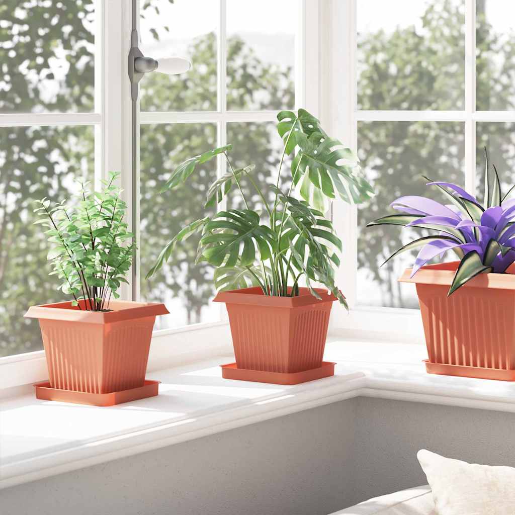 Blumentöpfe 6 pcs Ziegelrot 20 x 20 x 16 cm Kunststoff