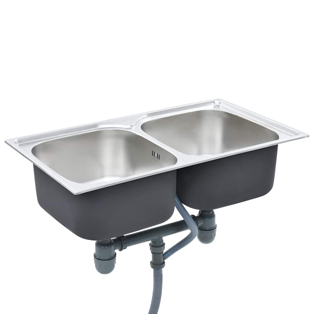 Einbauspüle mit Sieb und Siphon Edelstahl