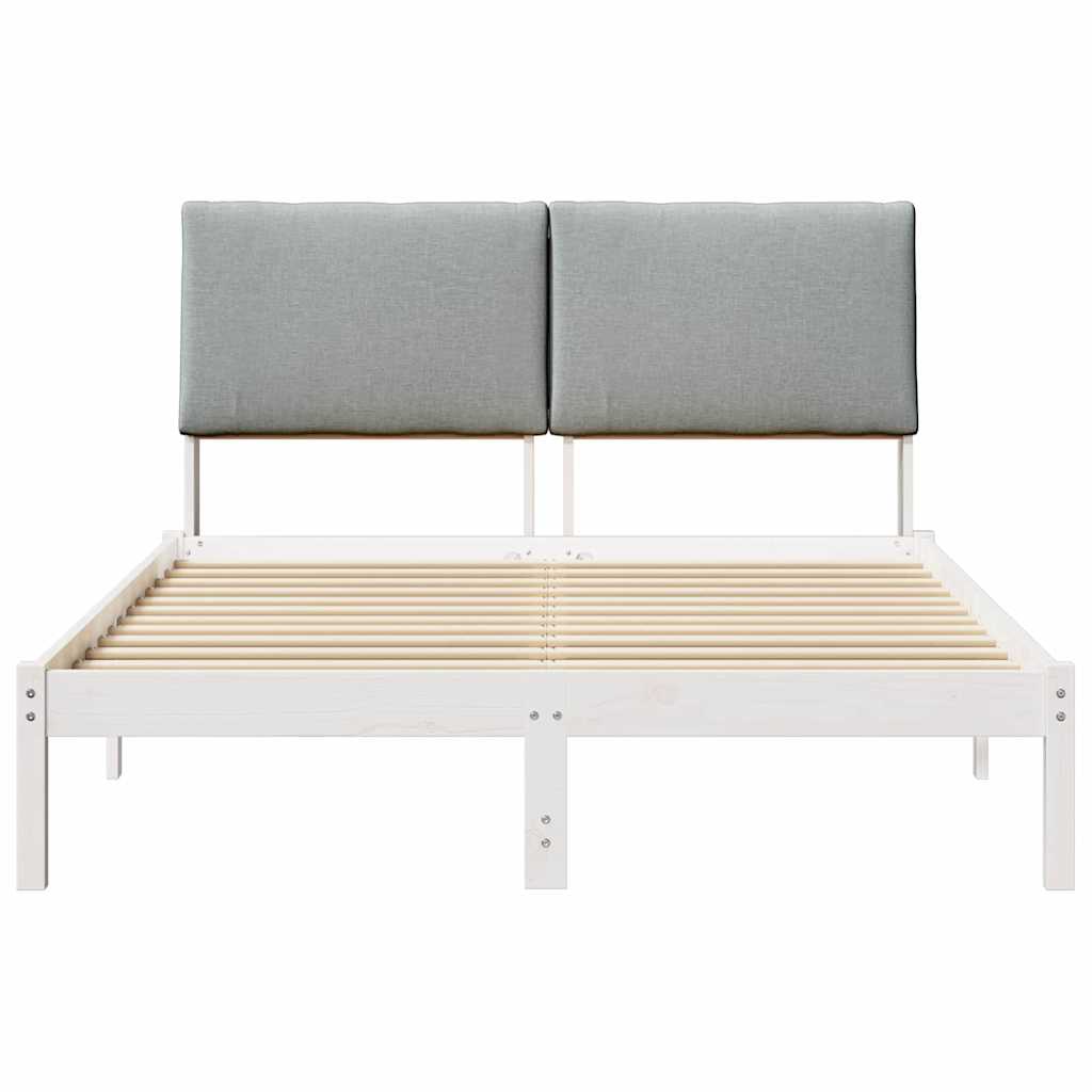 Bettgestell Braun und hellgrau 200 x 200 cm Massivholz Kiefer