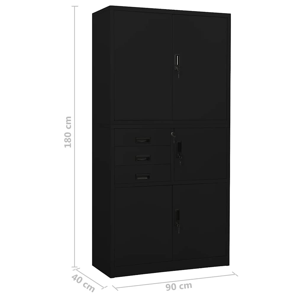 Büroschrank Weiß 90x40x180 cm Stahl