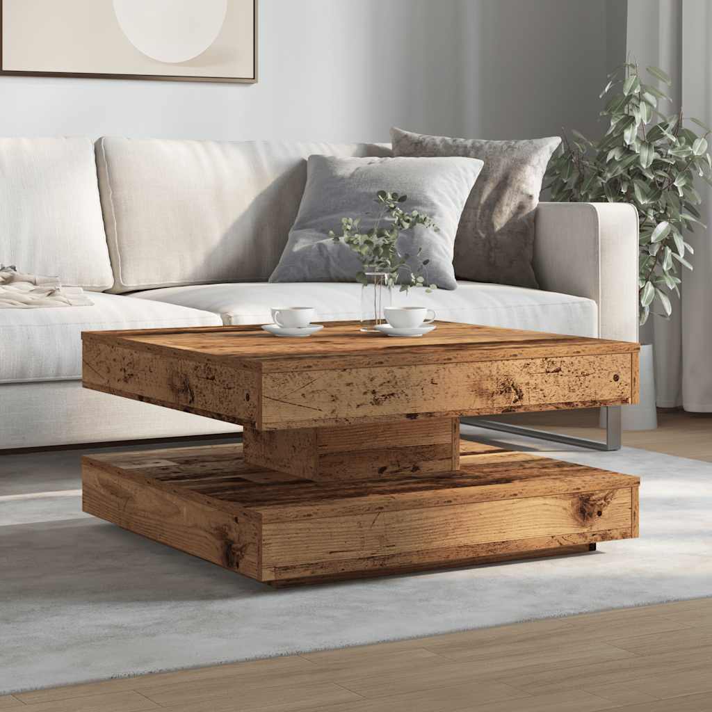 Couchtisch 360-Grad Drehbar Weiß 90x90x34,5 cm