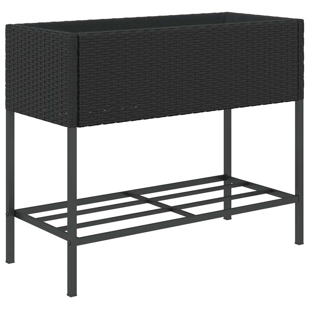 Hochbeete mit Ablage 2 Stk. Schwarz 70x28x70 cm Poly Rattan