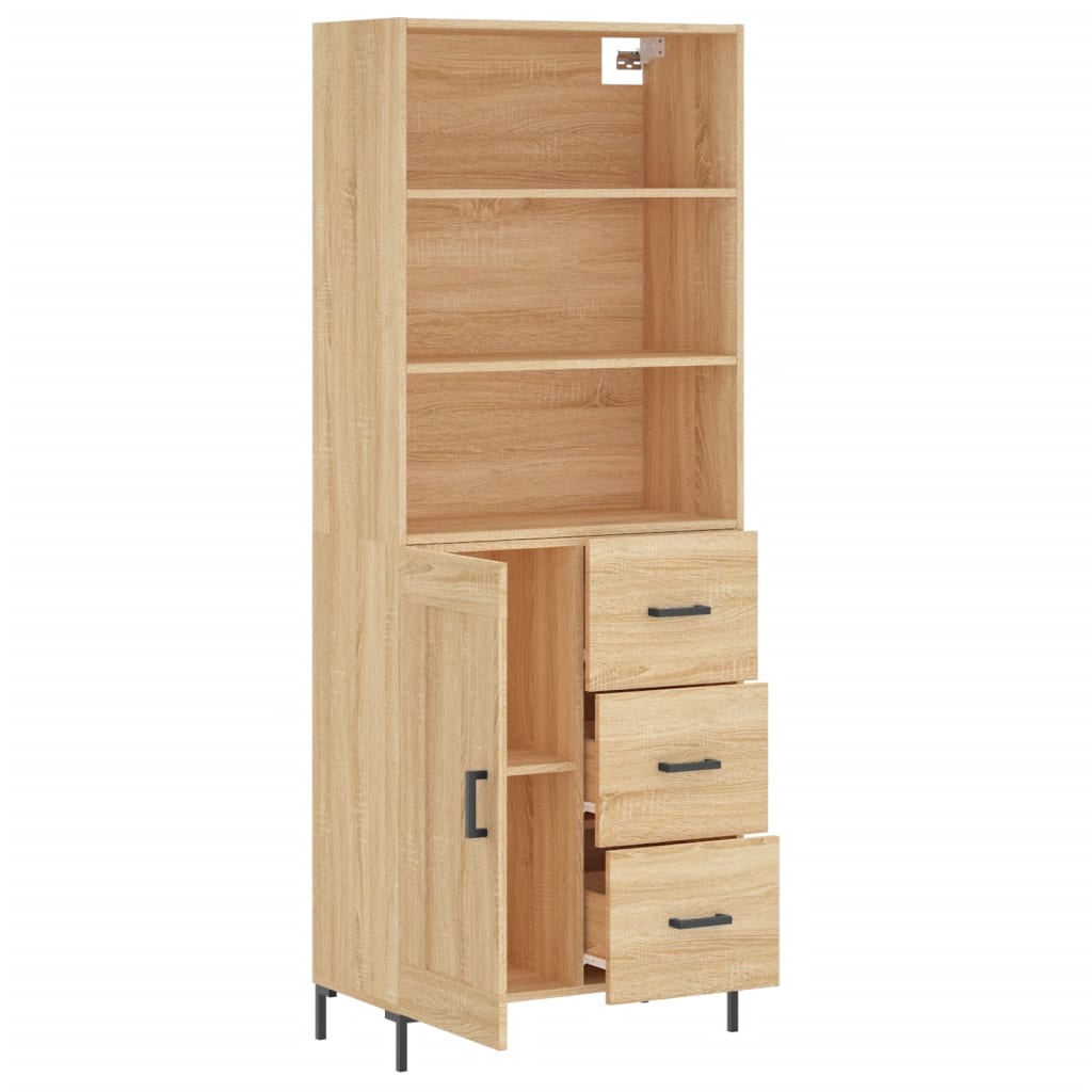 Highboard Hochglanz-Weiß 69,5x34x180 cm Holzwerkstoff