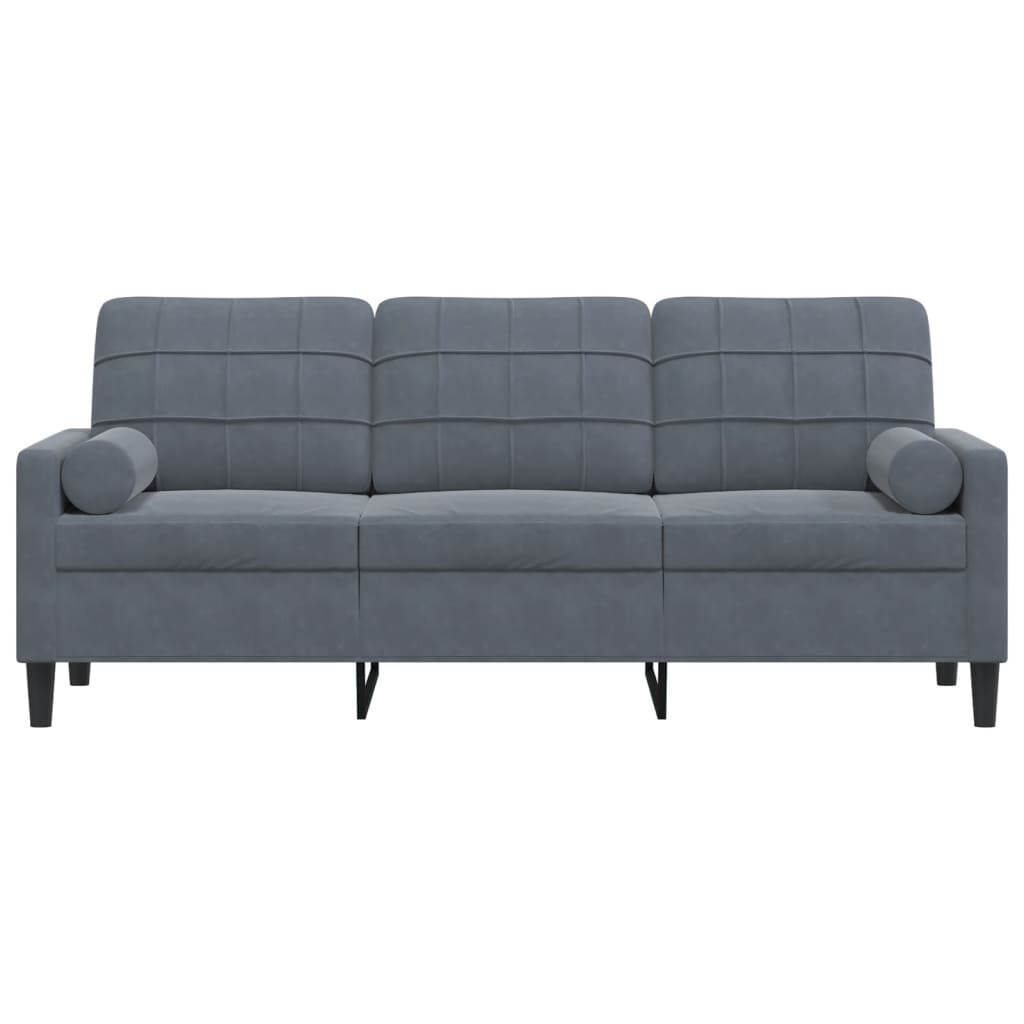 2-Sitzer-Sofa mit Zierkissen Hellgrau 120 cm Samt