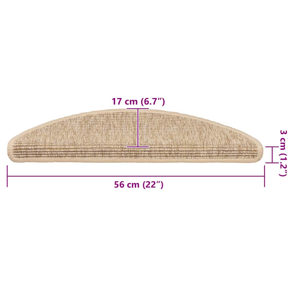 Stufenmatten 15 Stk. 56x17x3 cm Beige und Grau Halbrund