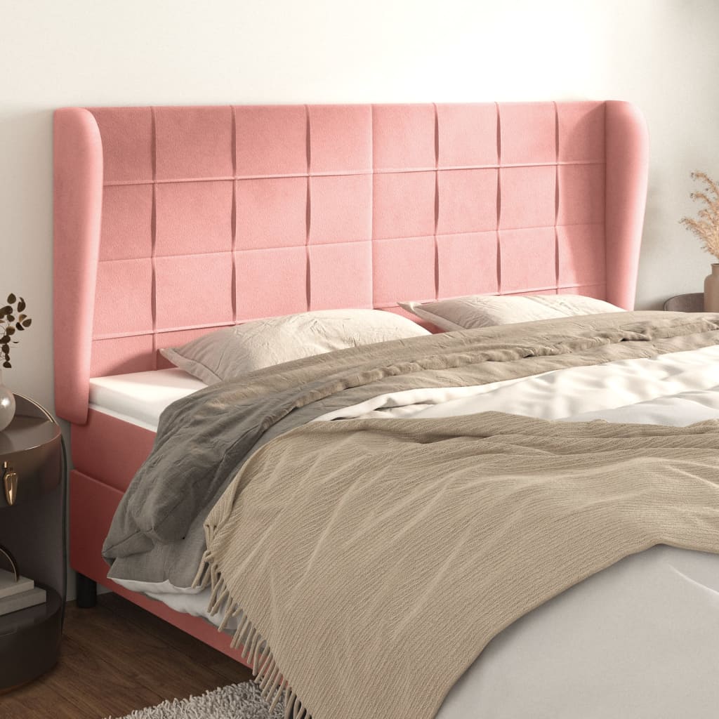 Kopfteil mit Ohren Dunkelblau 93x23x78/88 cm Samt
