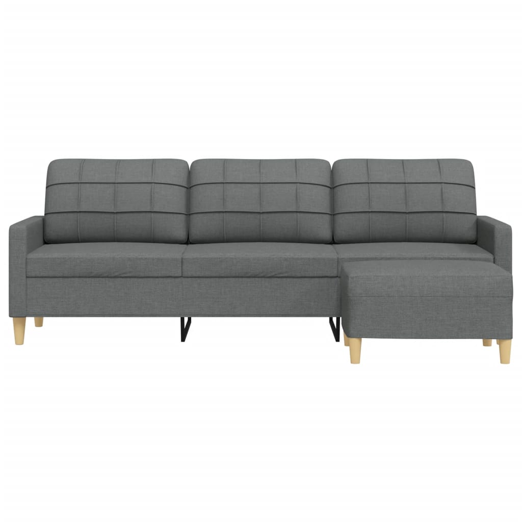 3-Sitzer-Sofa mit Hocker Taupe 180 cm Stoff