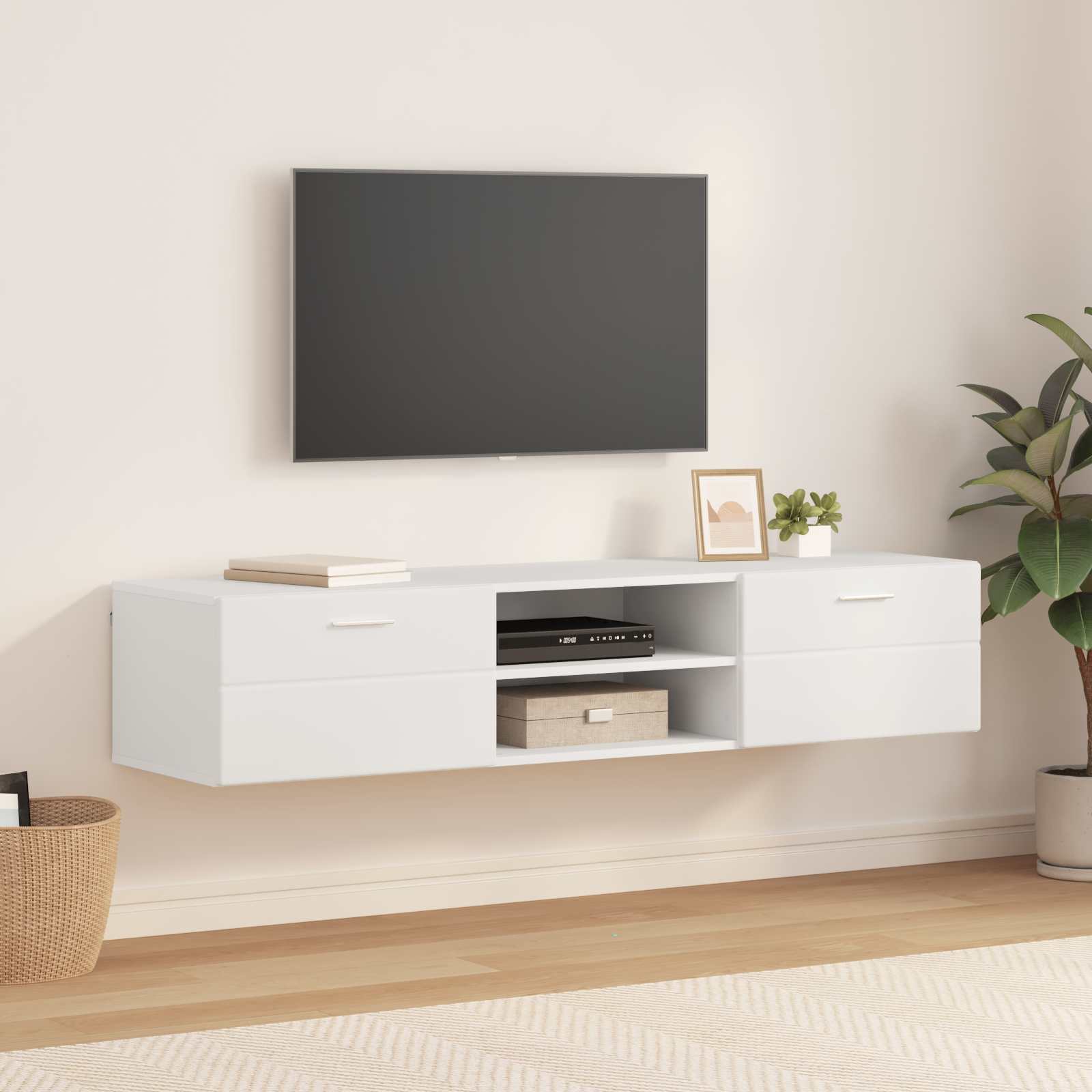 Highboard mit Regal FLORIN Weiß 60 x 35 x 182 cm Holzwerkstoff