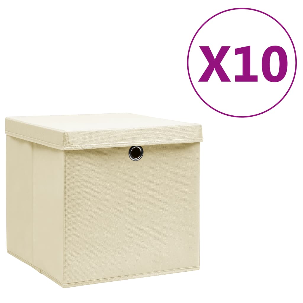 Aufbewahrungsboxen mit Deckeln 10 Stk. 28x28x28 cm Schwarz