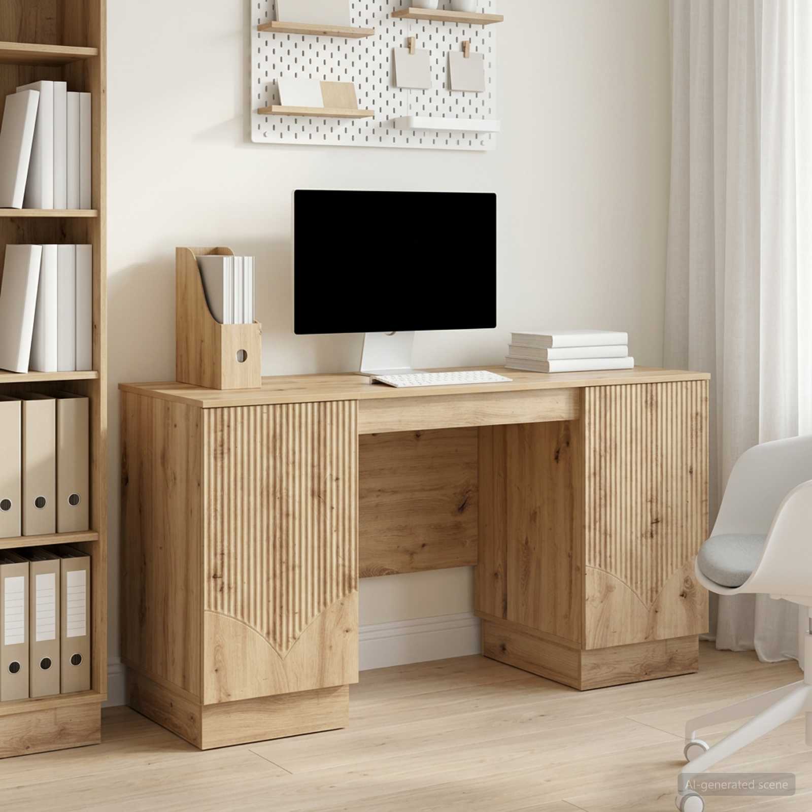 Schreibtisch mit Regal Schwarz 142,5 x 50 x 75 cm Holzwerkstoff