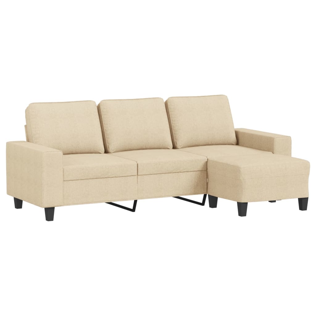 3-Sitzer-Sofa mit Hocker Hellgrau 180 cm Stoff