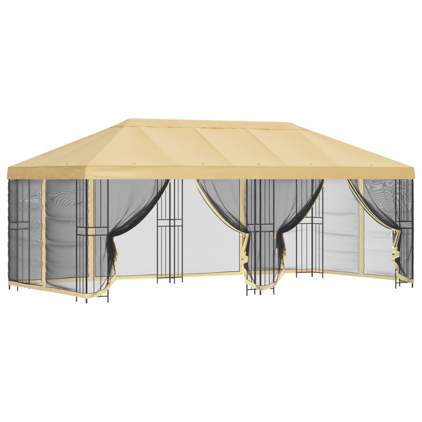Pavillon mit Seitenwänden 6 x 3 m Beige Polyester und Stahl 190