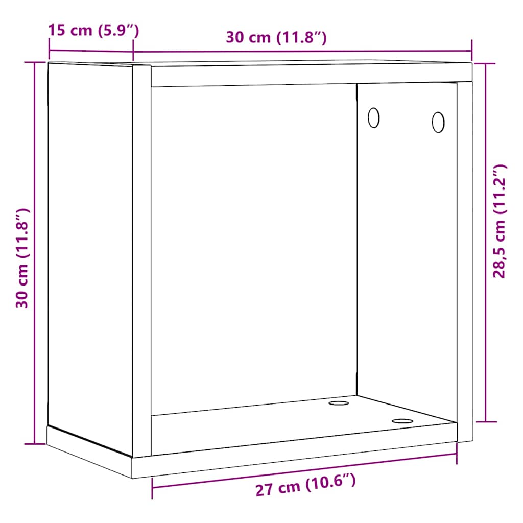 Würfelregale 2 Stk. Weiß 30x15x30 cm