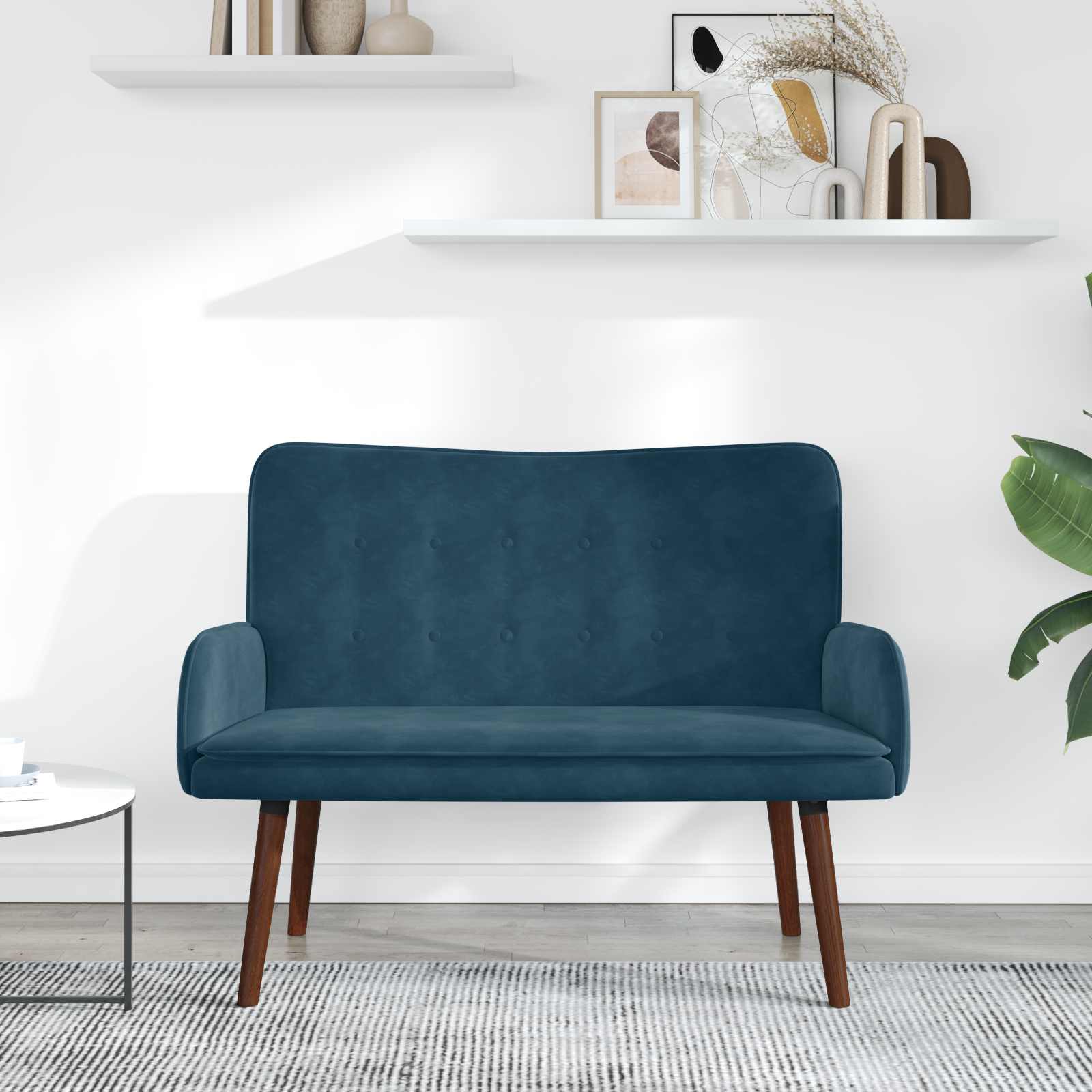 2-Sitzer Sofa Hellgrau 115 x 61 x 87 cm Samt (V)