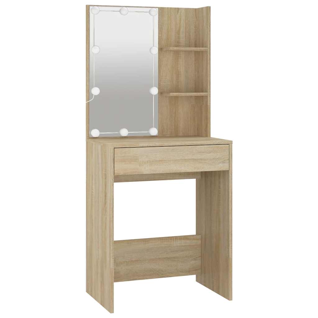 Schminktisch mit LED Weiß 60x40x140 cm