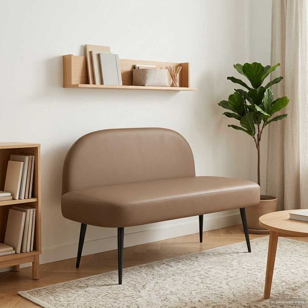 Gepolsterte Bank mit Rückenlehne Creme 110 x 60 x 76 cm