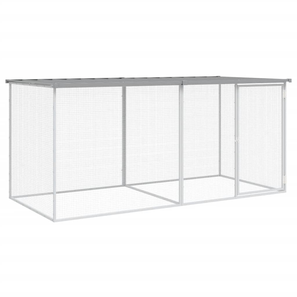 Hühnerkäfig mit Dach Anthrazit 203x98x90 cm Verzinkter Stahl