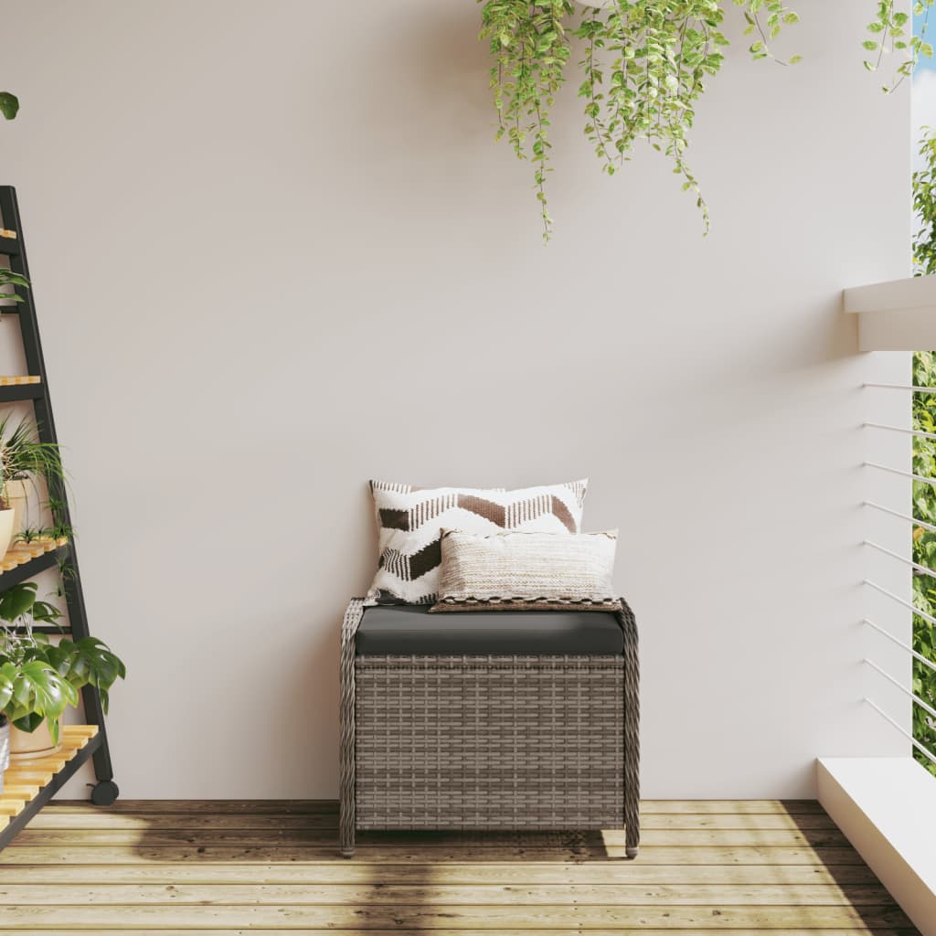 Gartenhocker mit Kissen Schwarz 58x46x46 cm Poly Rattan
