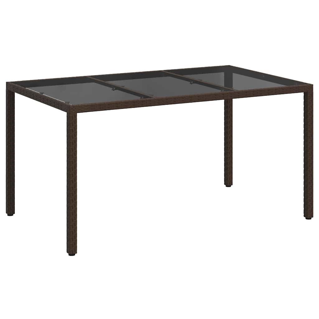 Gartentisch 150x90x75 cm Hartglas und Poly Rattan Grau