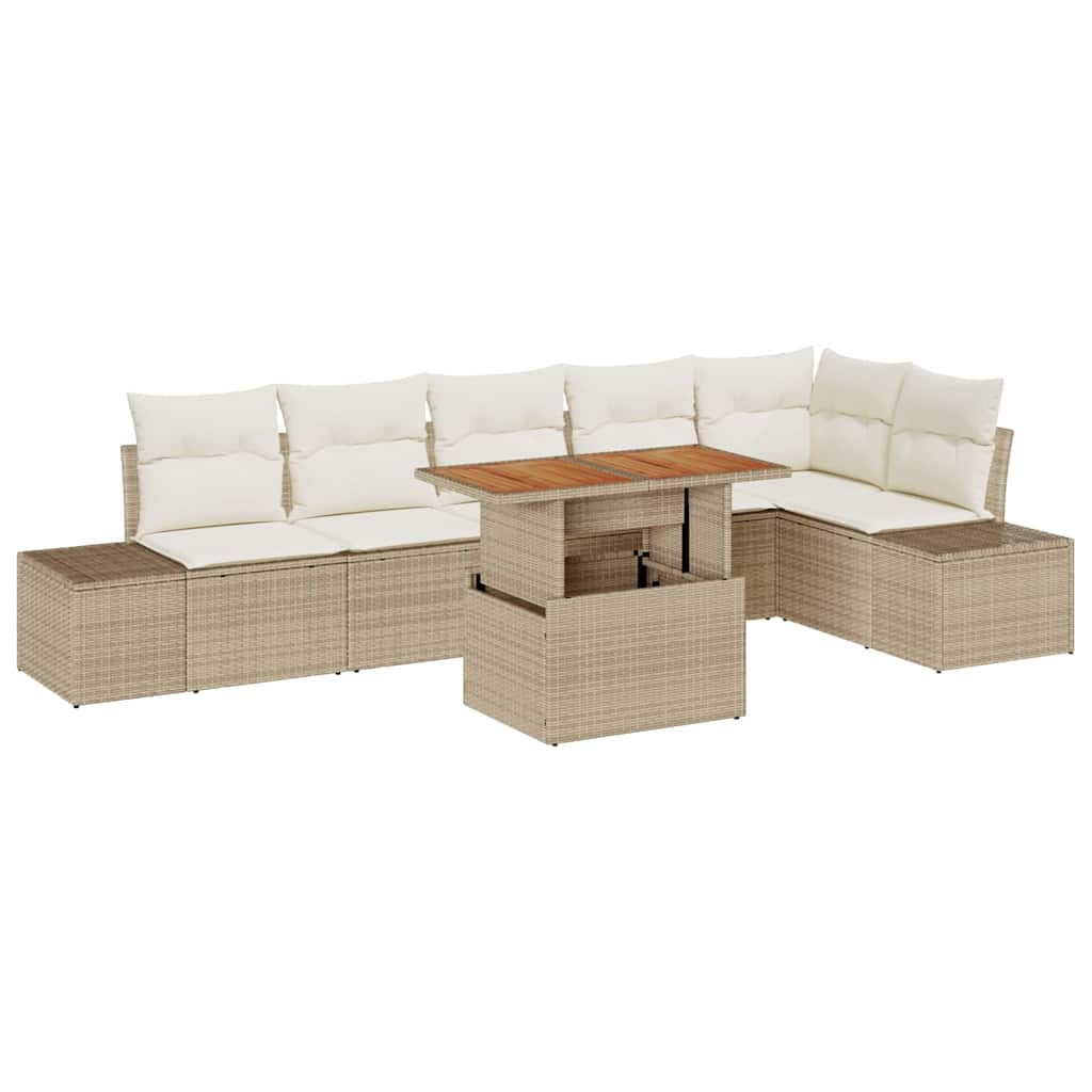 Garten Essgruppe mit Kissen 7 pcs Schwarz und Creme