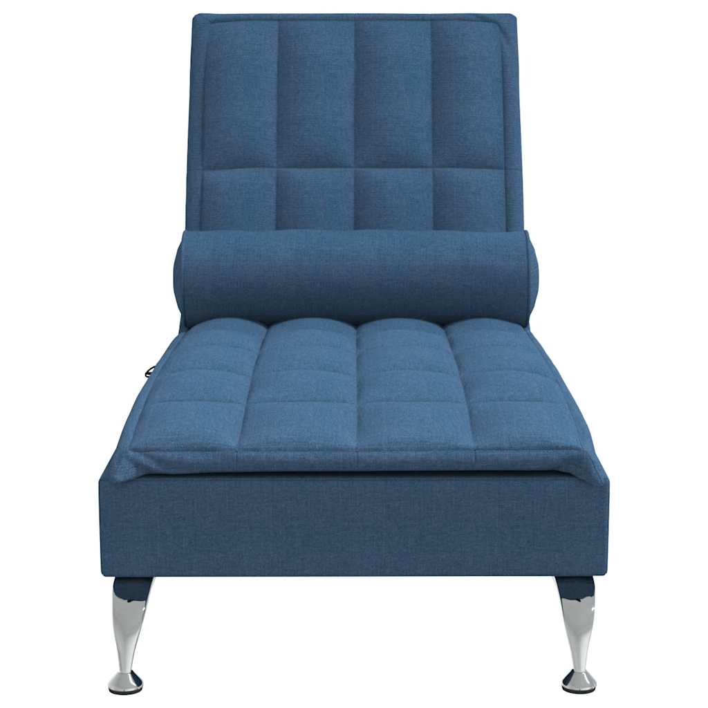 Massage-Chaiselongue mit Nackenrolle Hellgrau Stoff