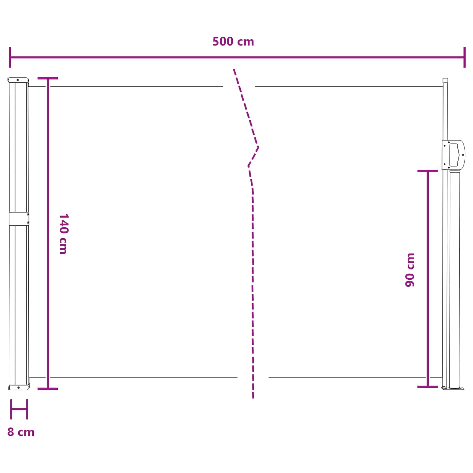 Seitenmarkise Ausziehbar Schwarz 100x300 cm
