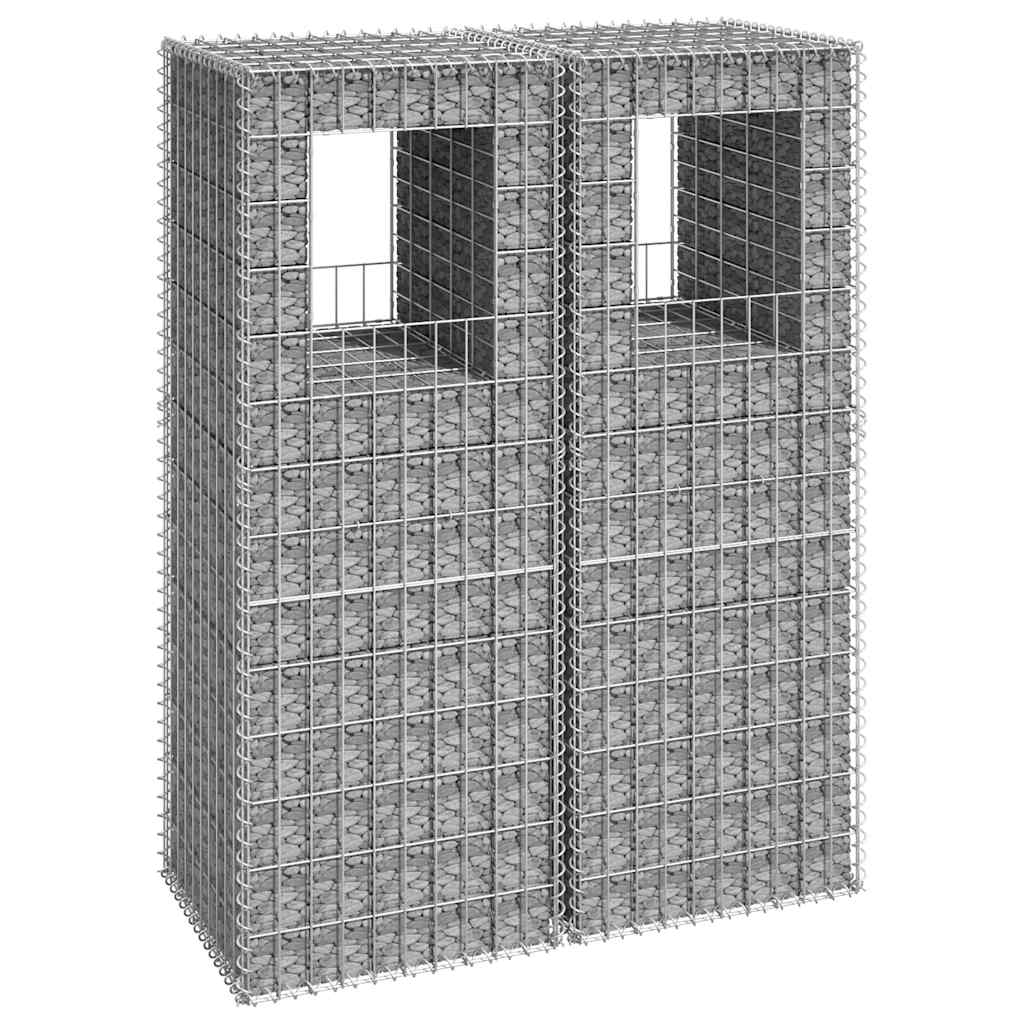 Gabionensäulen 2 Stk. 40x40x60 cm Eisen
