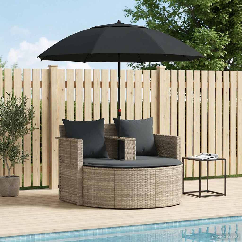 Garten-Sofa mit Kissen 8 pcs Beige und Hellgrau Poly-Rattan