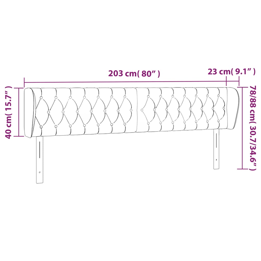 Kopfteil mit Ohren Dunkelblau 93x23x78/88 cm Samt