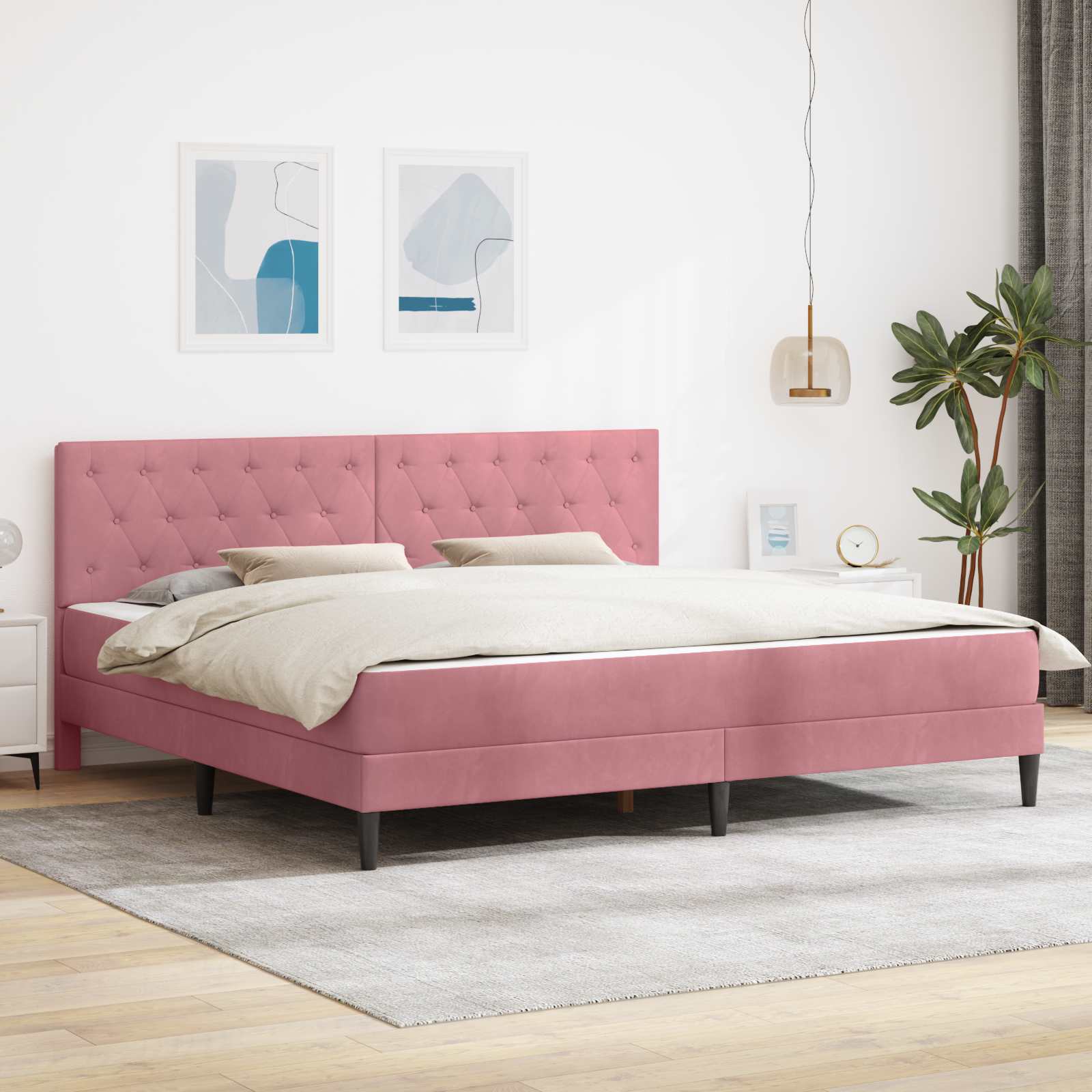 Bettgestell mit Matratze mit Kopfteil Hellgrau 80 x 200 cm Samt