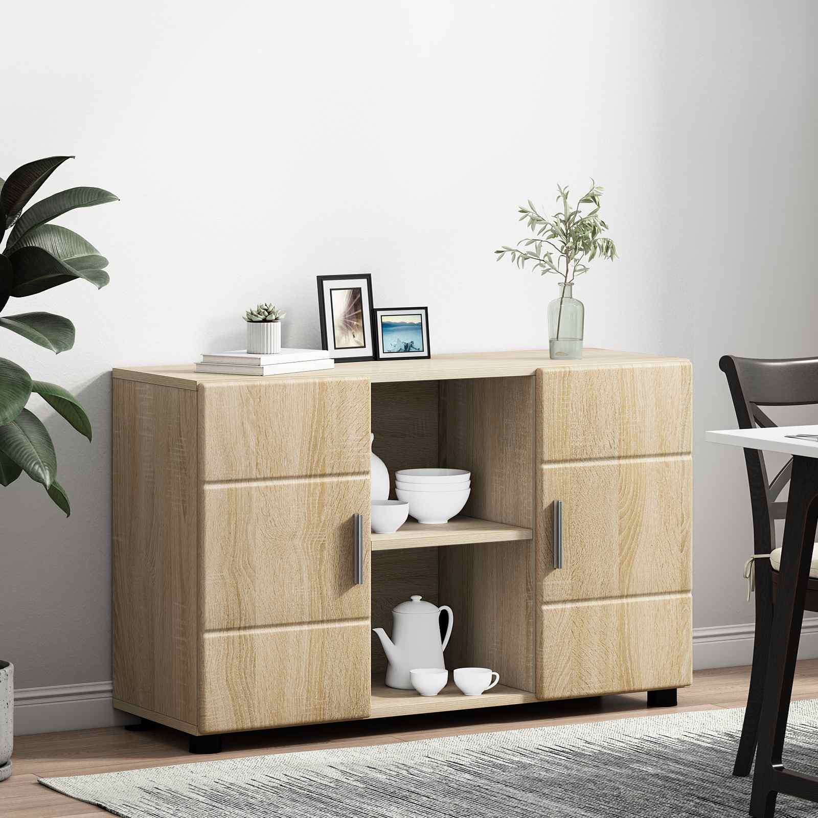 Highboard mit Regal FLORIN Weiß 60 x 35 x 182 cm Holzwerkstoff