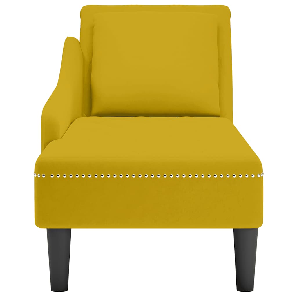 Chaiselongue mit Kissen und Rechter Armlehne Blau Samt