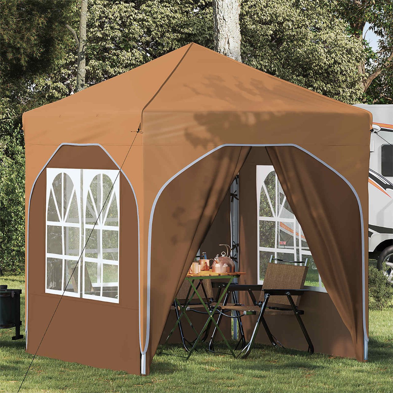 Pop-up Partyzelt 194 x 194 x 245 cm Creme