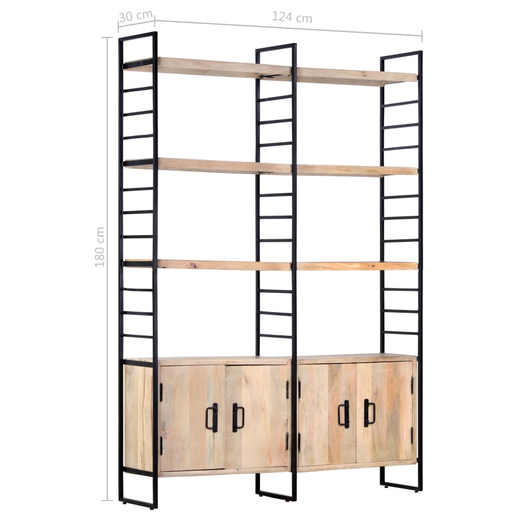 Bücherregal 4 Ebenen 124x30x180 cm Altholz Massiv